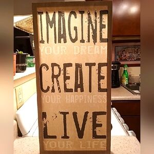 Inspirational Wall Art - Imagine, Create, Live - Brown and Black